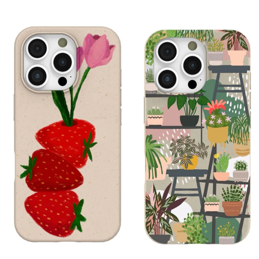 Stylish Strawberry and Plant Design Phone Cases